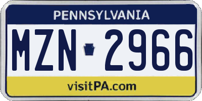 PA license plate MZN2966