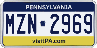 PA license plate MZN2969