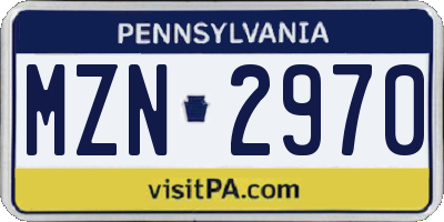 PA license plate MZN2970