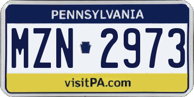 PA license plate MZN2973