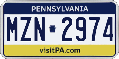 PA license plate MZN2974