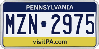 PA license plate MZN2975