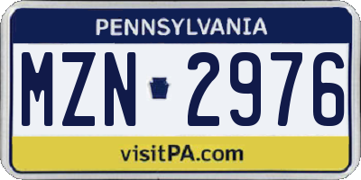 PA license plate MZN2976