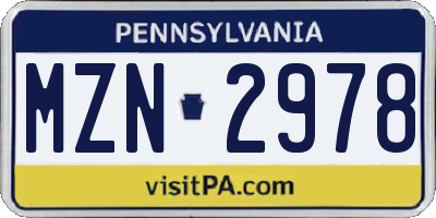 PA license plate MZN2978