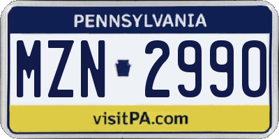 PA license plate MZN2990