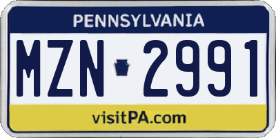 PA license plate MZN2991
