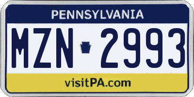PA license plate MZN2993