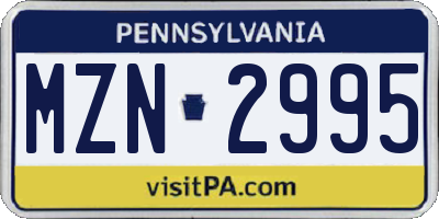 PA license plate MZN2995