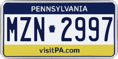 PA license plate MZN2997