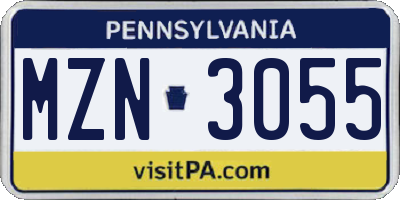 PA license plate MZN3055