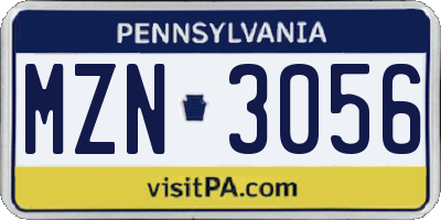 PA license plate MZN3056