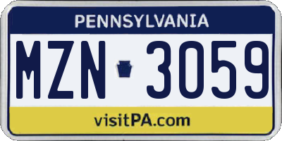PA license plate MZN3059