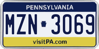PA license plate MZN3069