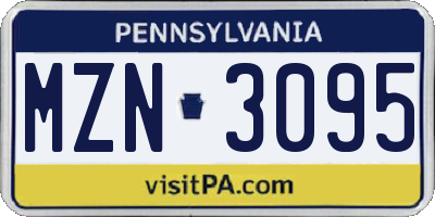 PA license plate MZN3095