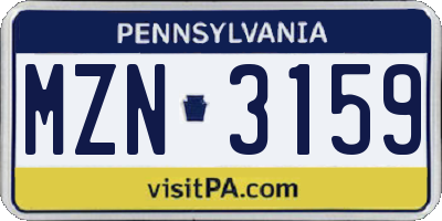 PA license plate MZN3159