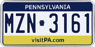 PA license plate MZN3161