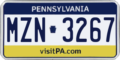 PA license plate MZN3267