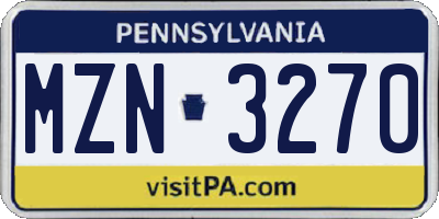 PA license plate MZN3270