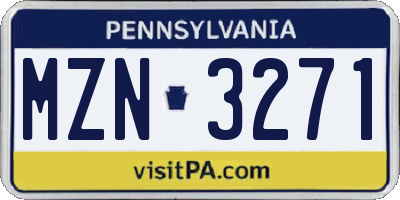PA license plate MZN3271