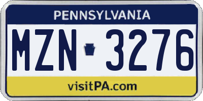 PA license plate MZN3276