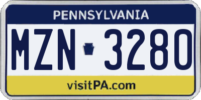 PA license plate MZN3280