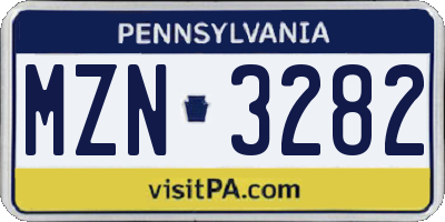 PA license plate MZN3282
