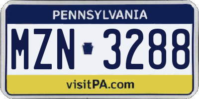 PA license plate MZN3288