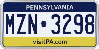 PA license plate MZN3298