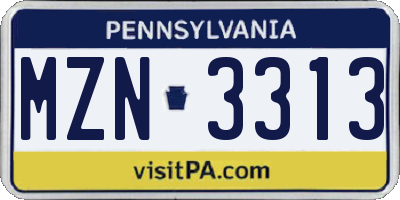 PA license plate MZN3313