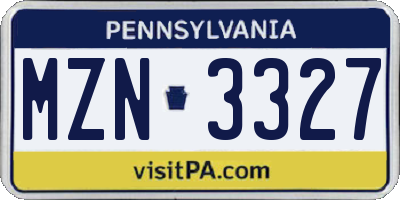 PA license plate MZN3327