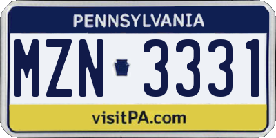 PA license plate MZN3331