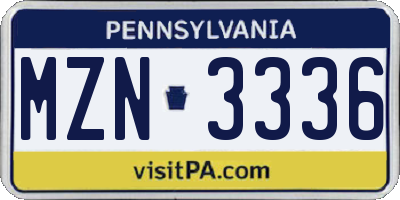 PA license plate MZN3336