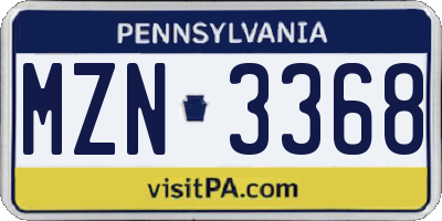 PA license plate MZN3368