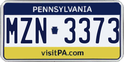 PA license plate MZN3373