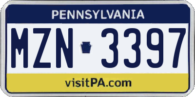 PA license plate MZN3397
