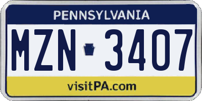 PA license plate MZN3407