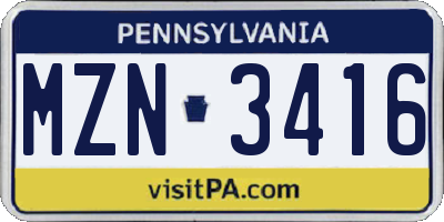PA license plate MZN3416