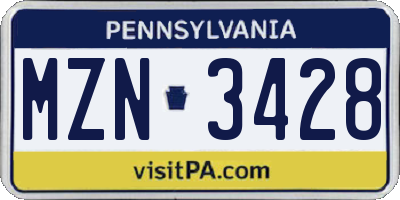 PA license plate MZN3428