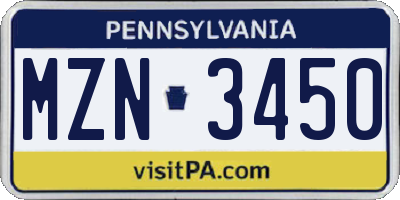PA license plate MZN3450