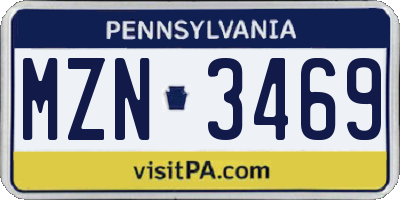PA license plate MZN3469