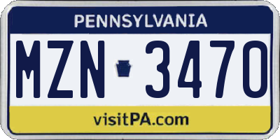 PA license plate MZN3470