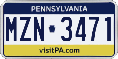 PA license plate MZN3471
