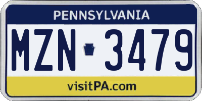 PA license plate MZN3479
