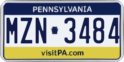 PA license plate MZN3484