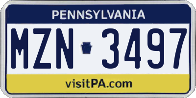 PA license plate MZN3497