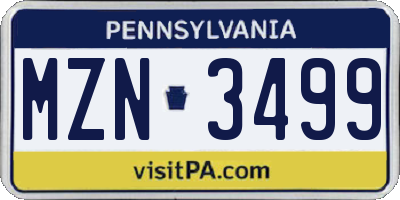 PA license plate MZN3499