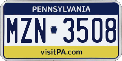 PA license plate MZN3508