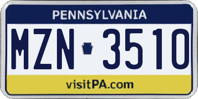 PA license plate MZN3510