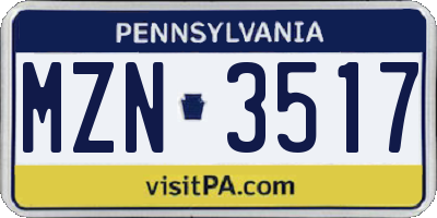 PA license plate MZN3517