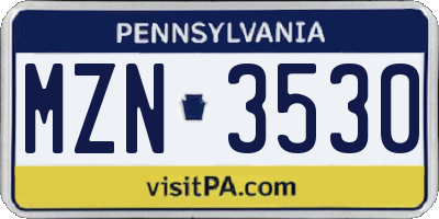 PA license plate MZN3530